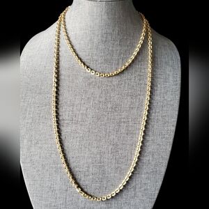 Vtg. Long Gold Washed Chain Necklace